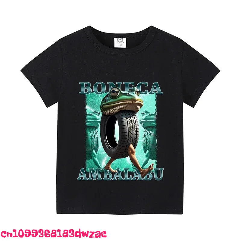 Italian Brainrot Animals Kids Cotton T-shirt Cappuccino Assassino Short Sleeve Tops for Kids Funny Meme Cute Tee Summer Clothing