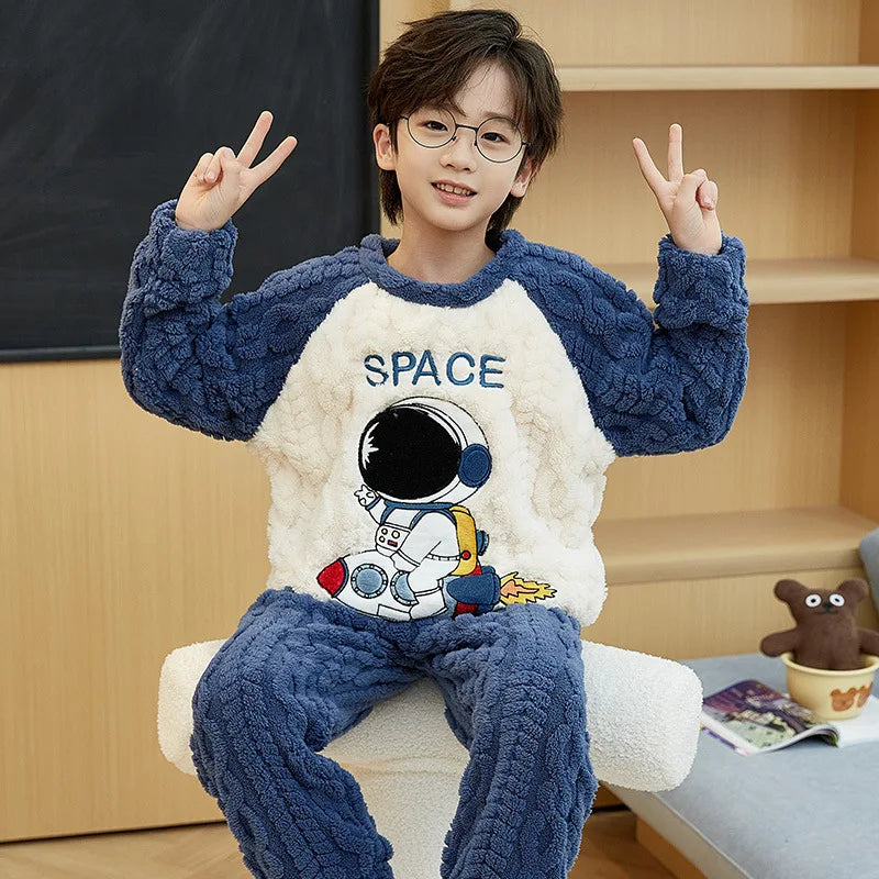 Kids Pajamas for Boys 3 4 5 6 7 8 9 10 11 12 14 16 Years Flannel Sleepwear Set Dinosaur Pyjamas Anmal Children Pijamas Clothing