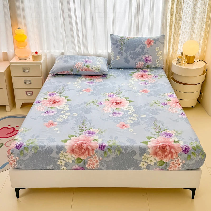 Skin-friendly Fitted Sheet and Pillowcase Cartoon Style Bed Cover Home Bed Linen Single/Twin/Queen/King Size Bedsheet sabanas