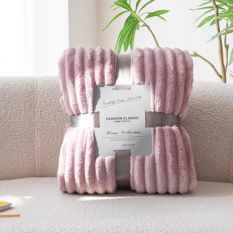 Flannel Blanket Stripe Bedspread Sofa Towel Car/Office/Travel Nap Blankets Home Soft Plaid Warm Bed Blanket cobijas de camas