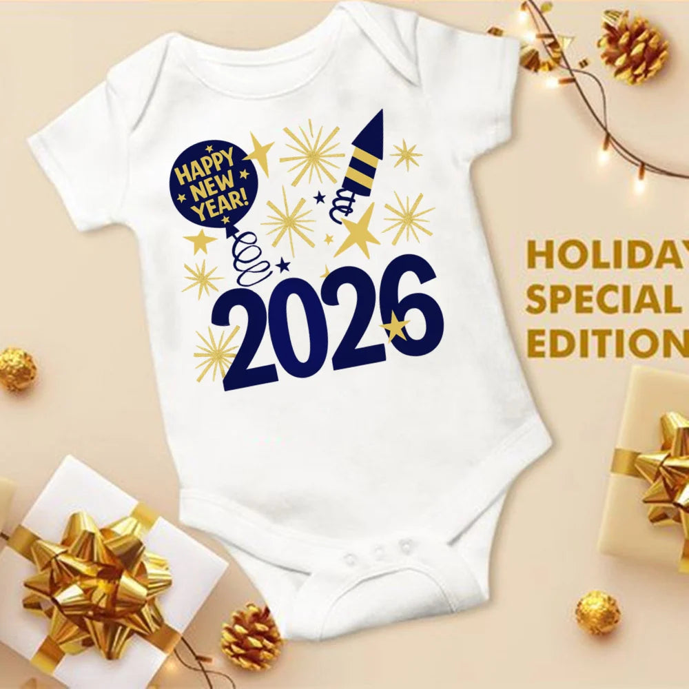 Baby Bodysuit Hello 2026 Inant Romper New Year Baby Gift Toddler Short Sleeve Jumpsuit Boys Girls Clothes Newbron Shower Present