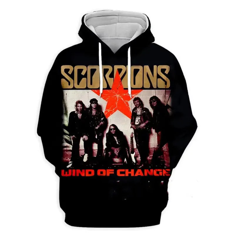 New Rock Hoodie Sweatshirt Scorpions Band 3d Print Hoodie Men Fashion Plus Size Tracksuit Women Sweat Men Clothes Teen Coat New