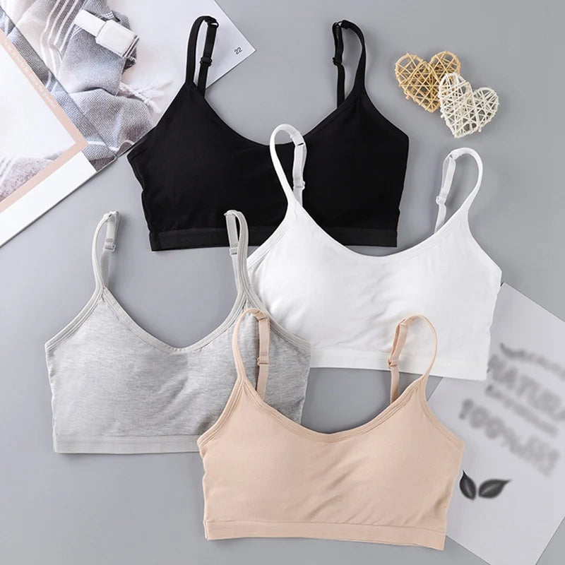 Teen Girls Cotton Tube Top Underwear Student Girl Bra No Steel Ring Thin Bra Sports Underwear Vest Teen Underwear Training Bra