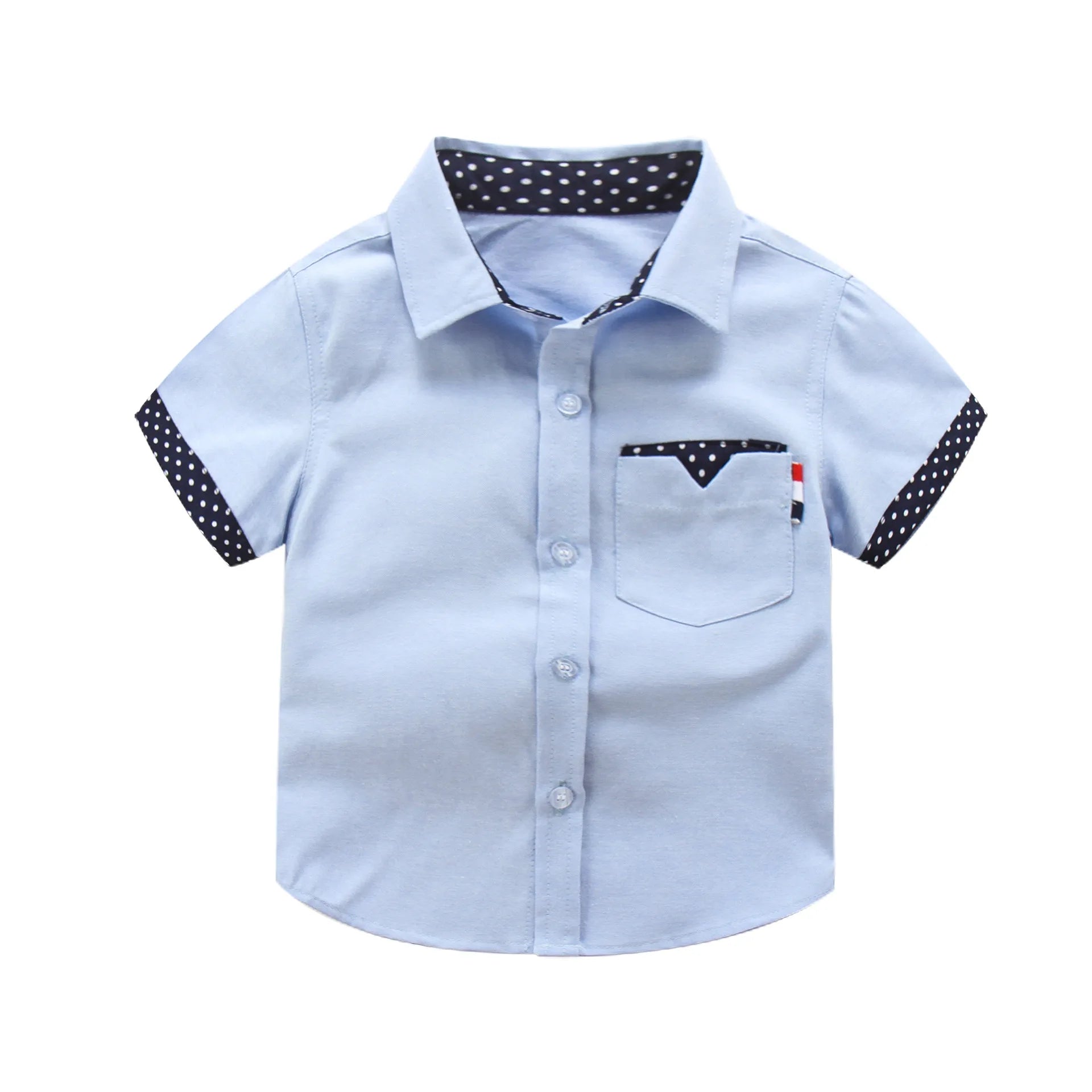 Boys Hot Sale Shirts Children Fashion Solid Cotton Short-sleeved Boys Shirts For 2-14Age kids Blouses clothes Baby Shirts Tops