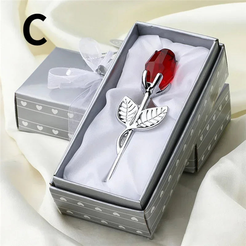 Romantic Crystal Rose Crafts Valentine's Day Gift Creative Wedding Companion Crystal Rose Souvenir Rose Love Jewelry Box Set