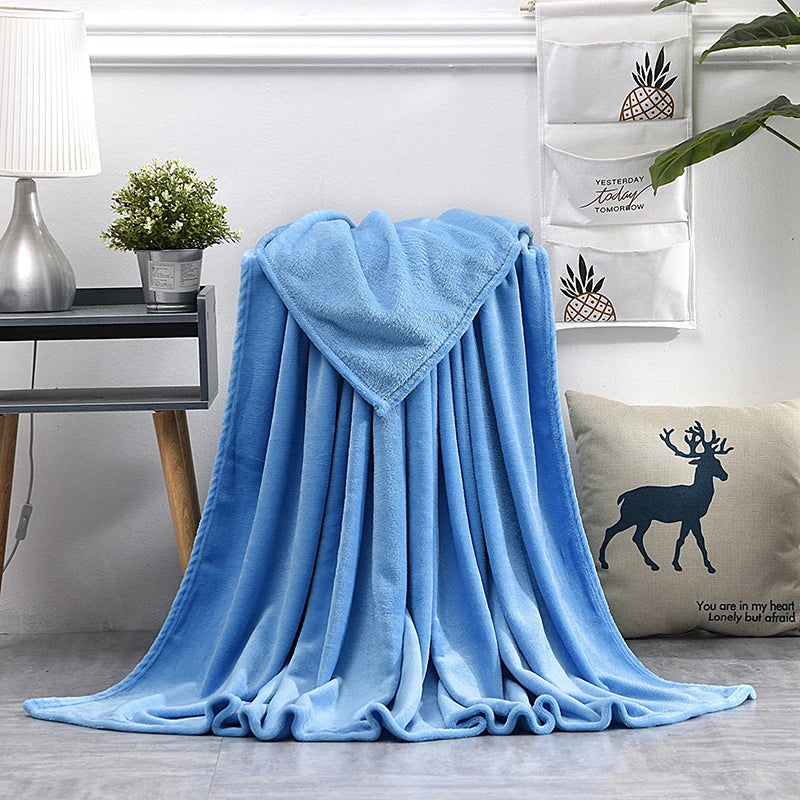 Soft Warm Blankets For Beds Winter Mink Throw Solid Sofa Cover Bedspread Winter Plaid Blankets  Winter Sheet Bedspread 3size
