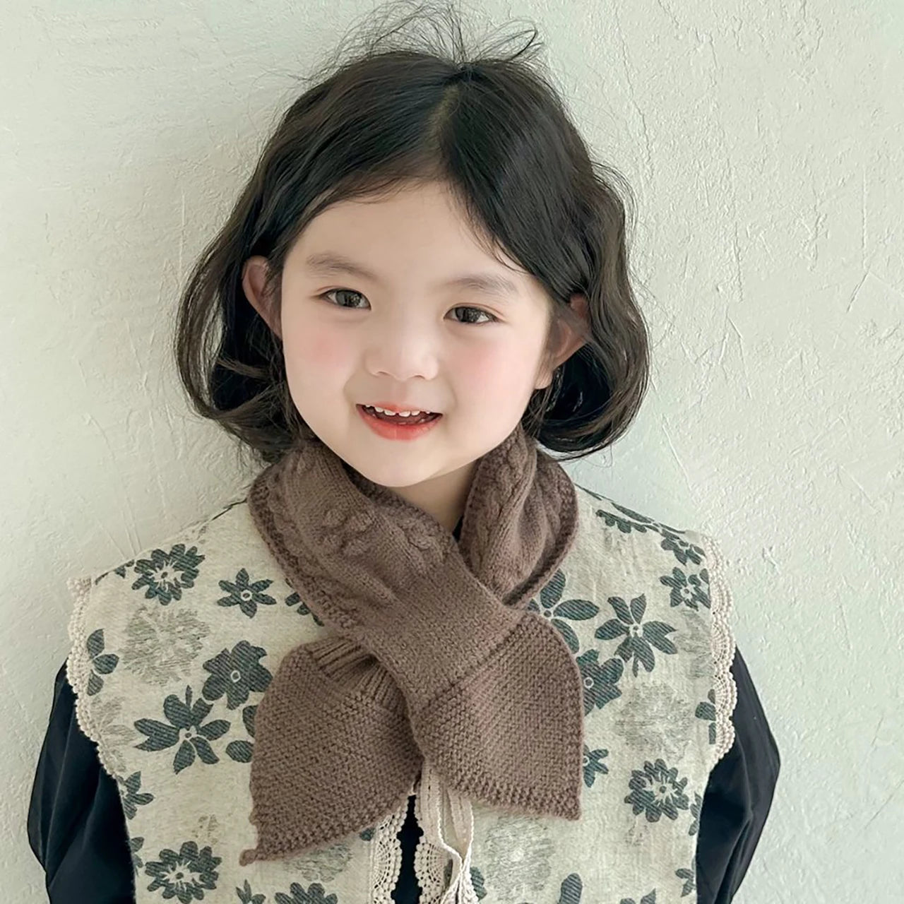 Solid Color Woolen Knit Scarf for Children Cross Neckerchief Fashion Kids Scarves Boy Girl Winter Warm Neck Covers Baby Scarves