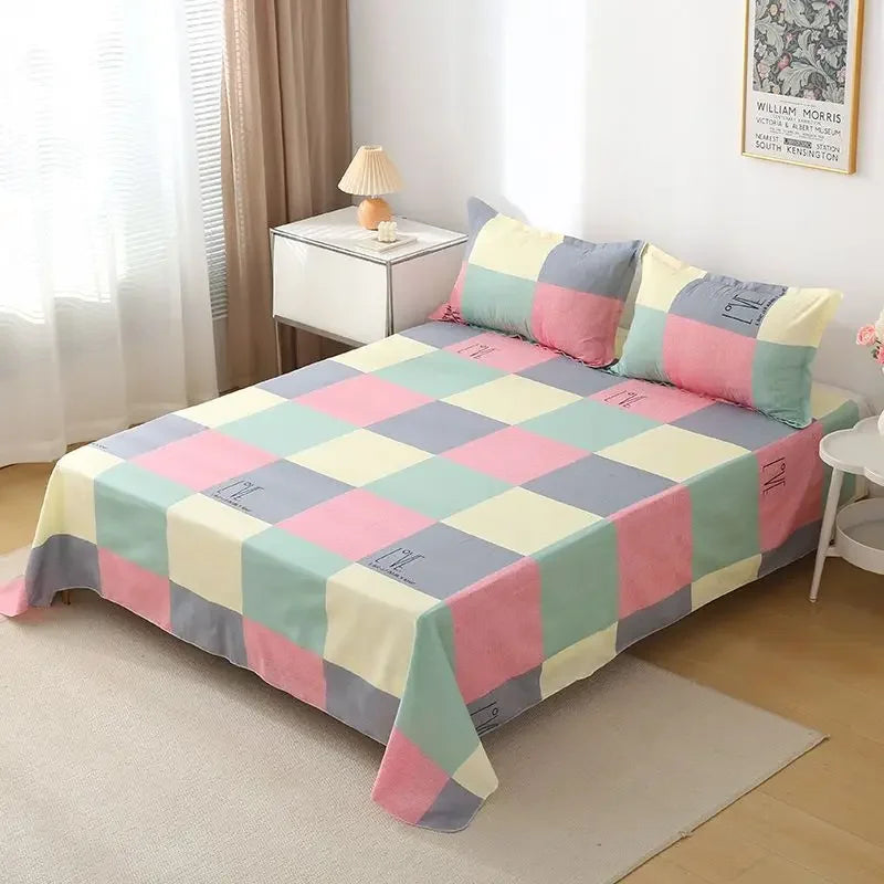 ‌Bohemian Bed Sheet Set - 400TC Mediterranean-Style Cotton with Fade-Resistant Dye for Dorm Essentials