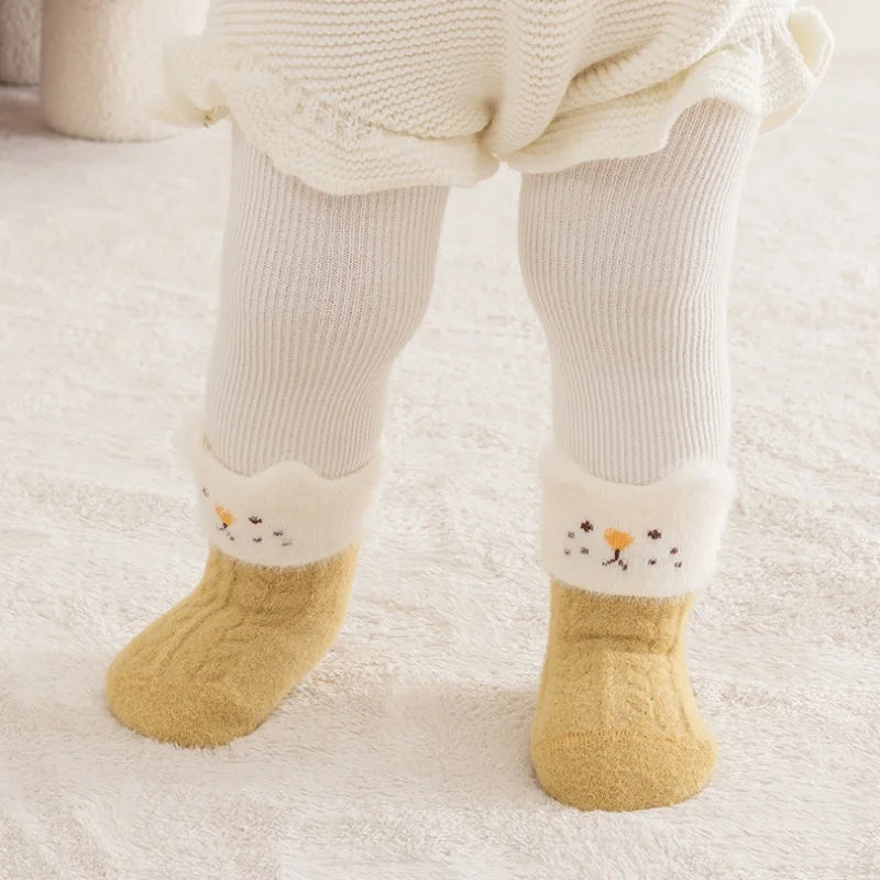 Winter Newborn Baby Socks For Girls Boys Thick Warm Cartoon Infant Toddler Boy Girl Sock Outdoors Warm Children's Floor Socks