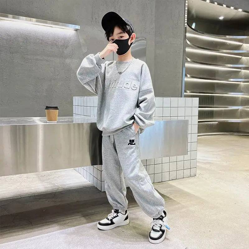Teenager Clothing Sets Boys Sports Autumn Suit New Children's Spring Letter Tracksuit Kids Casual Sweatshirts+Pants 2Pcs Outfits