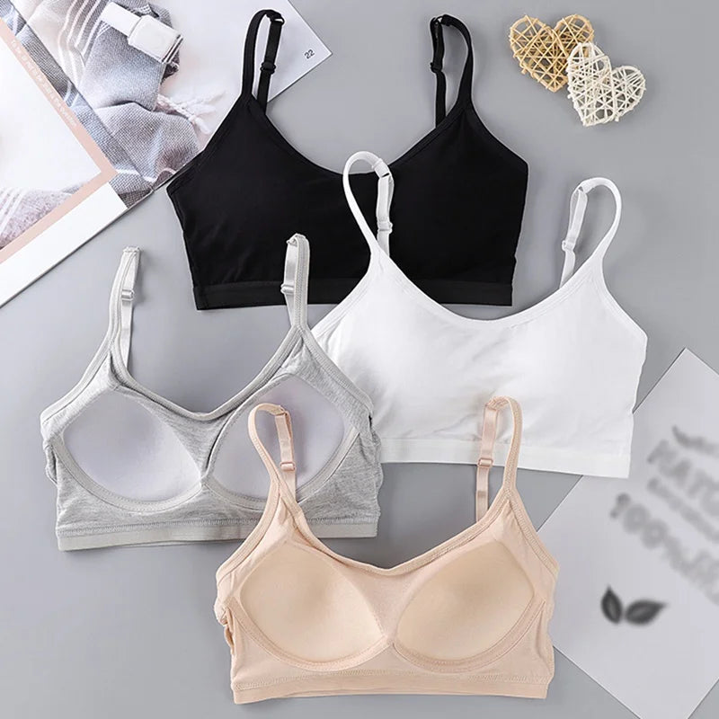 Teen Girls Cotton Tube Top Underwear Student Girl Bra No Steel Ring Thin Bra Sports Underwear Vest Teen Underwear Training Bra