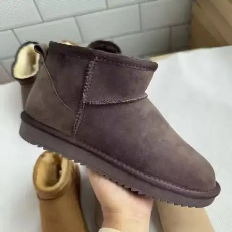 2026 New Classic Ultra Mini Platform Boots Leather Suede Wool Comfort Winter Womens Fur Slippers Size 35-43