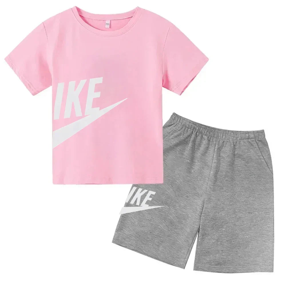 Children's Clothing Kids & Teen T-Shirt Set Summer Top + Shorts 2 Piece Set Short Sleeve Casual Fashion Boys Girls Kids Set