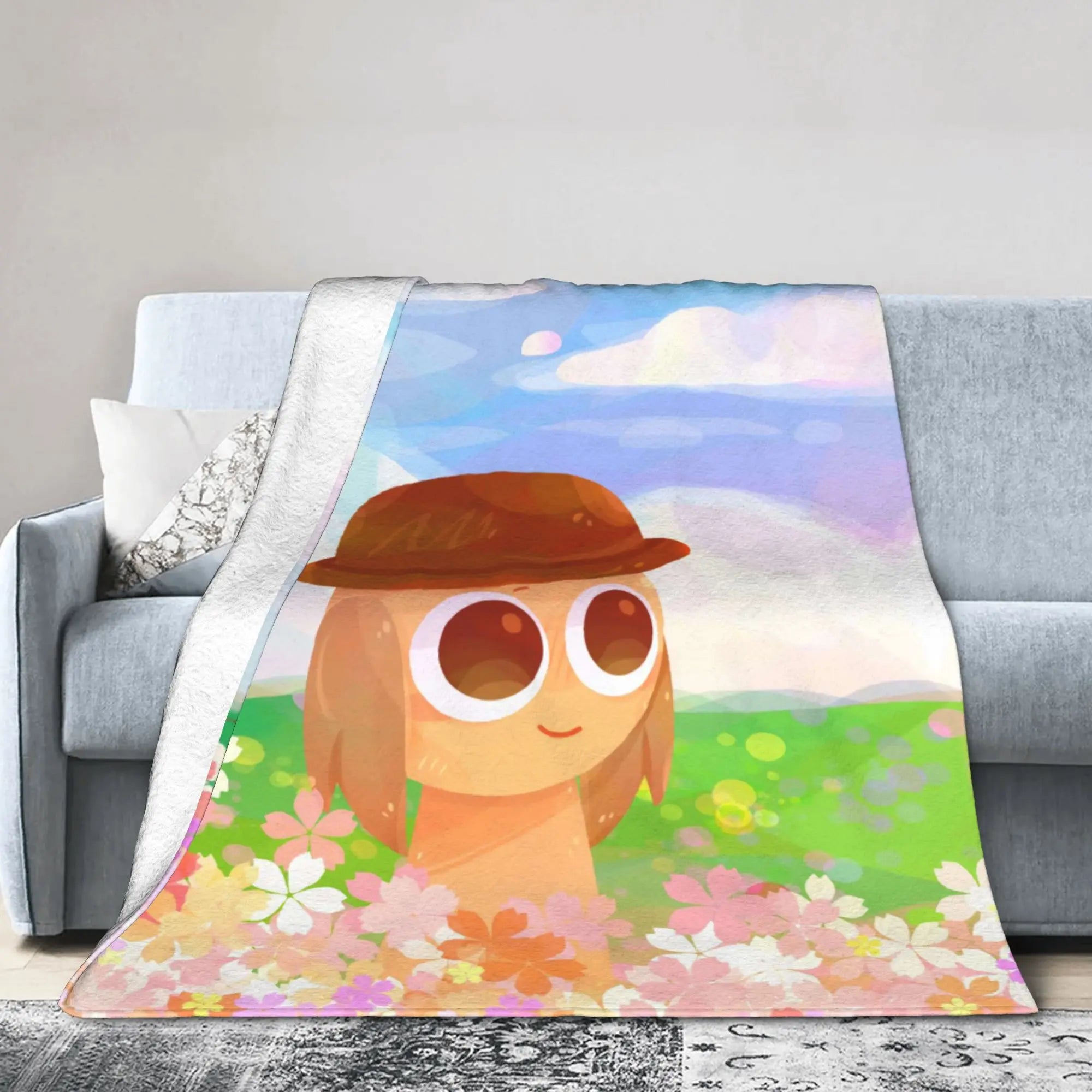 Warm Soft BlanketsChildren Travel Sprunki Gray & Wenda Throw Blanket  Flannel Bedspread For Bedroom Novelty Sofa Bed Cover