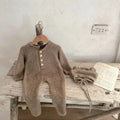 Newborn Baby Winter Jumpsuit Mink Cashmere Cute Bear Ear Hooded Onesie with Hat 0 - 3Y Baby Boys Girls Warm Footed Romper