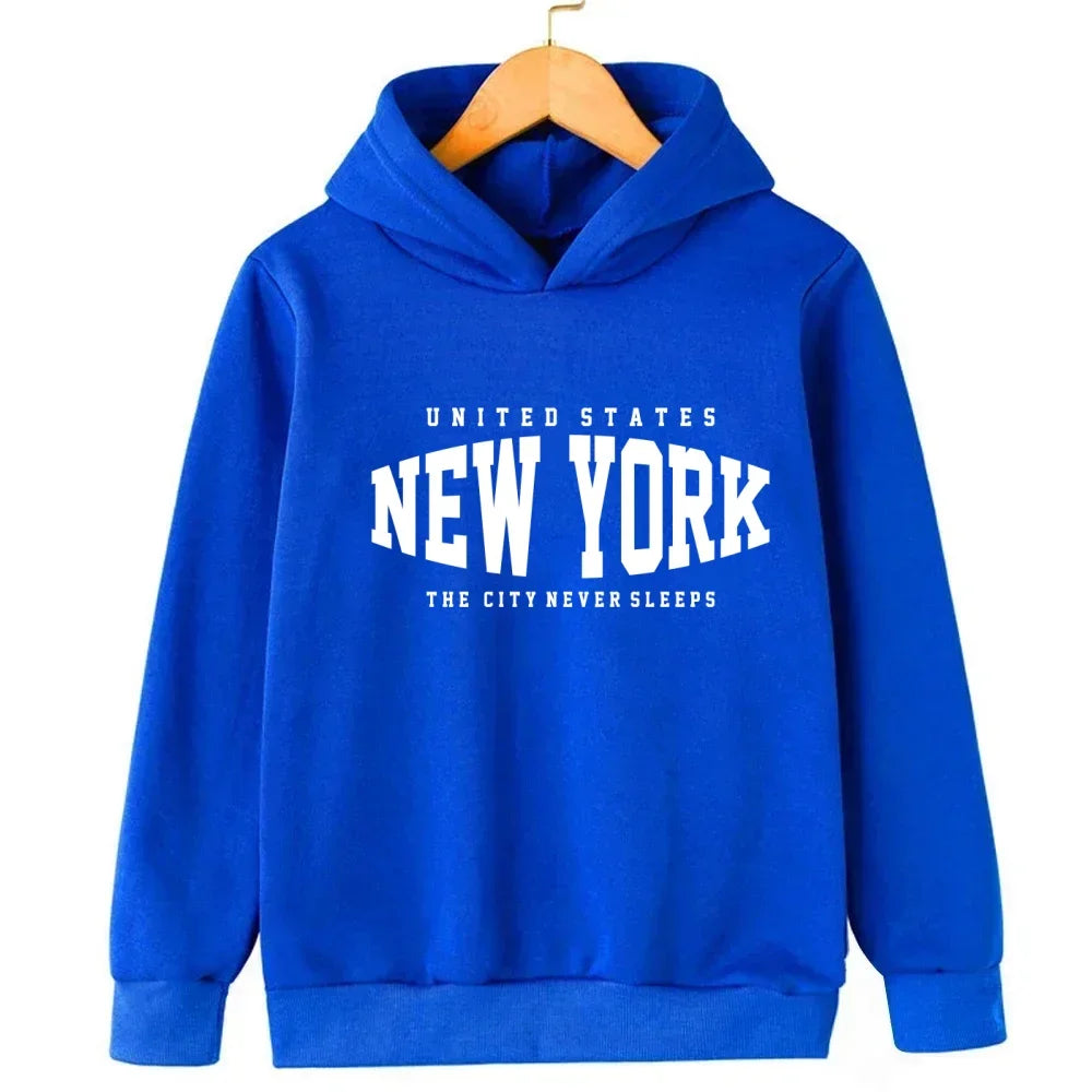 New York Boys and Girls Hoodies Autumn/Winter Hoodies Long Sleeves Classic Casual Minimalist Jackets Children's Letter Hoodies