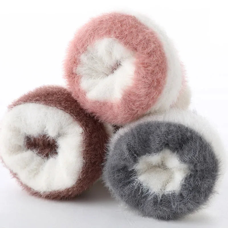 Winter Plush Long Socks for Boy Girl Korean Striped Warm Baby Knee High Socks Thick Mink Fur Anti-Cold Toddler Kids Floor Socks