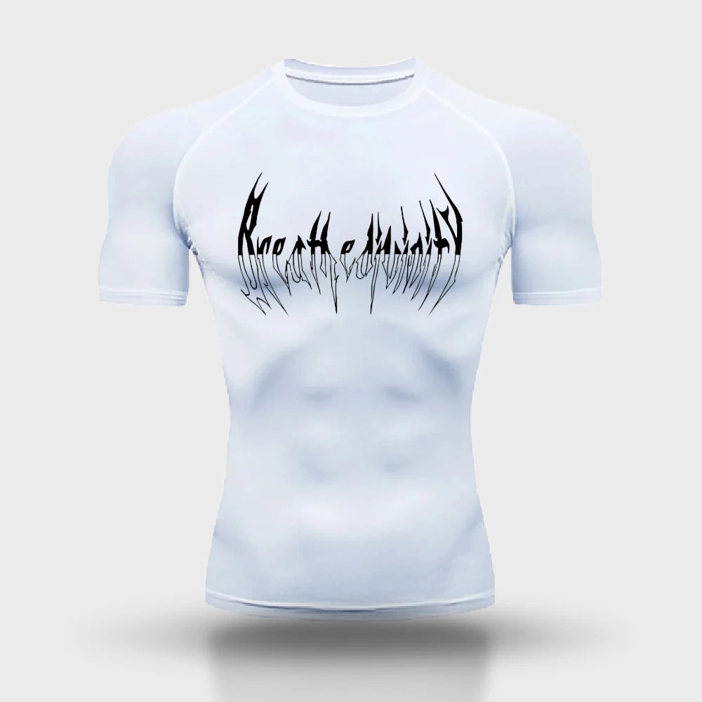 Graphic Short Sleeve Compression Shirt for Men Summer Athletic Quick Dry Tshirt Gym Workout Running Tees Tops Sporty Baselayers