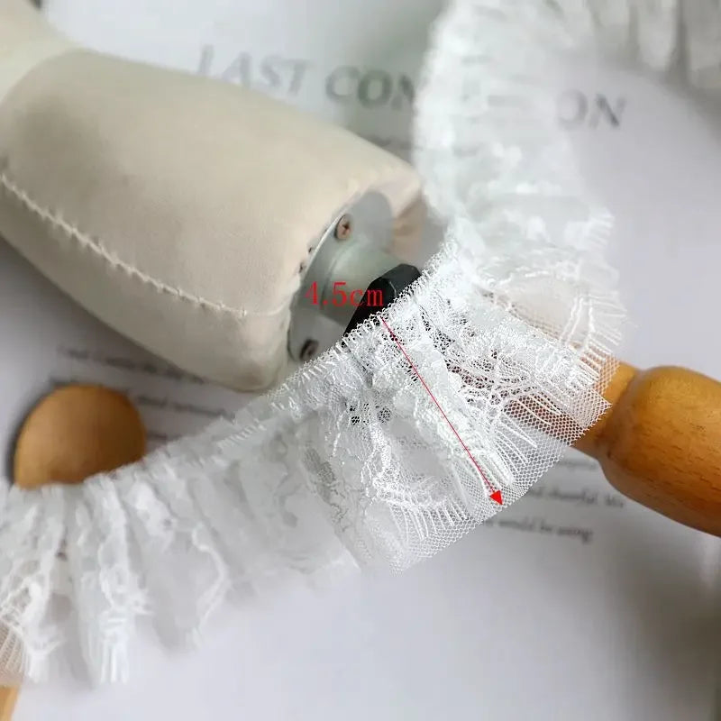Off White Lace Ribbon Accessories Handmade DIY Extended Clothes Pleated Sewing Decorative Fabric Skirt Hem Fabric Lace Trim 1Yds