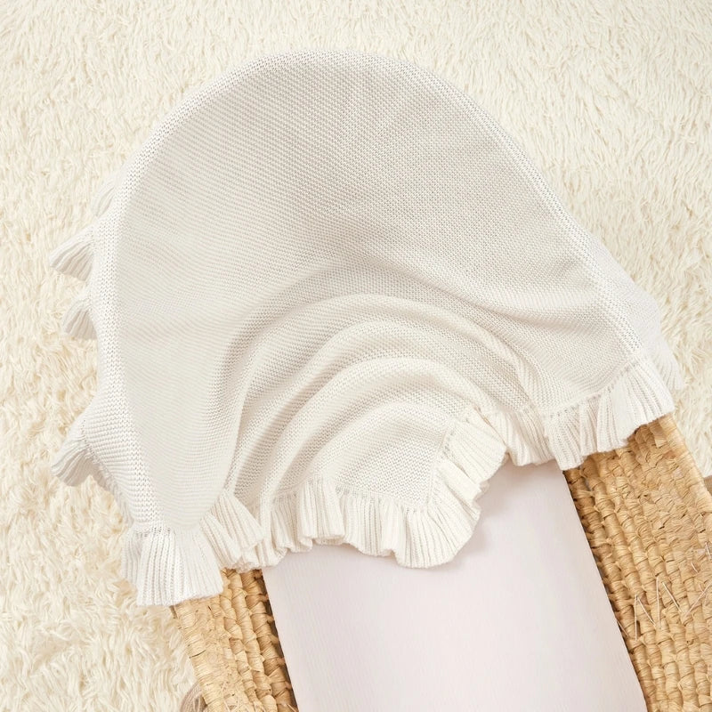 Baby Blanket for Newborns Cotton Ruffle Knitted Wrap Towel Soft and Breathable Bed Blanket for Autumn Winter 75x95cm