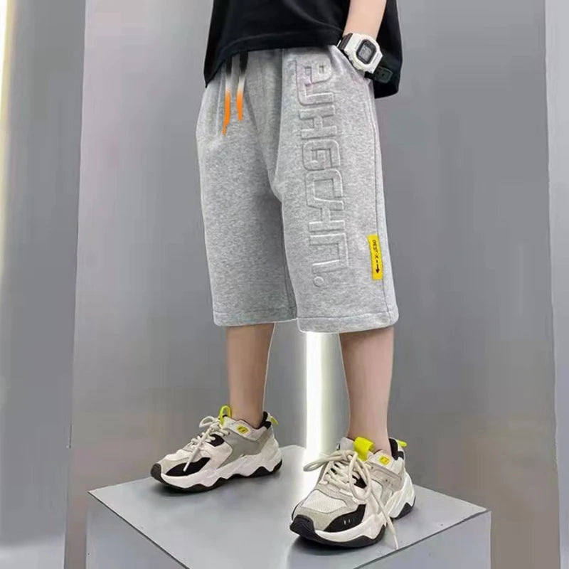 Boys Shorts Summer Short Sport Cotton Sweatpants Boys Knee Length Pants 5 6 7 8 10 12 13 14 Years Teenage Kids Clothes Trousers