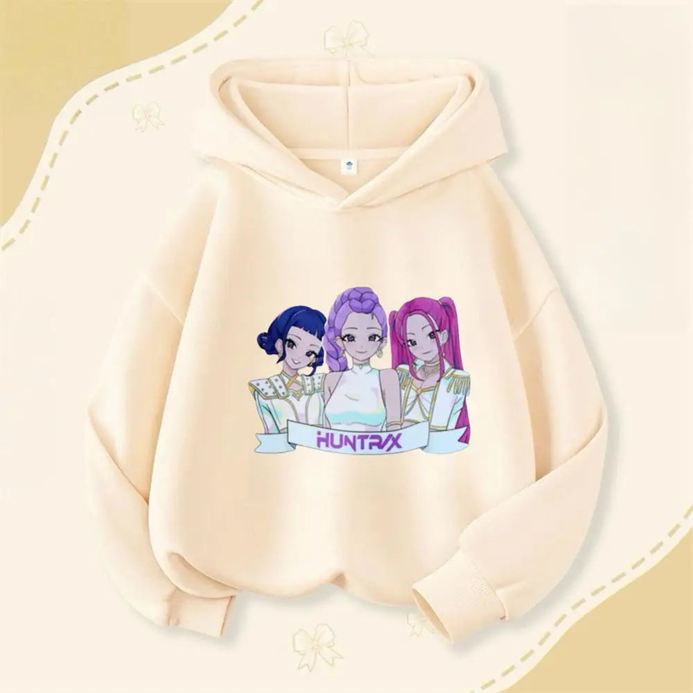 Cartoon Hooded Tops For Girls Child New Fashion Casual Clothing Lovely Simple Hoodies Long Sleeve Popular Spring Autumn Wear