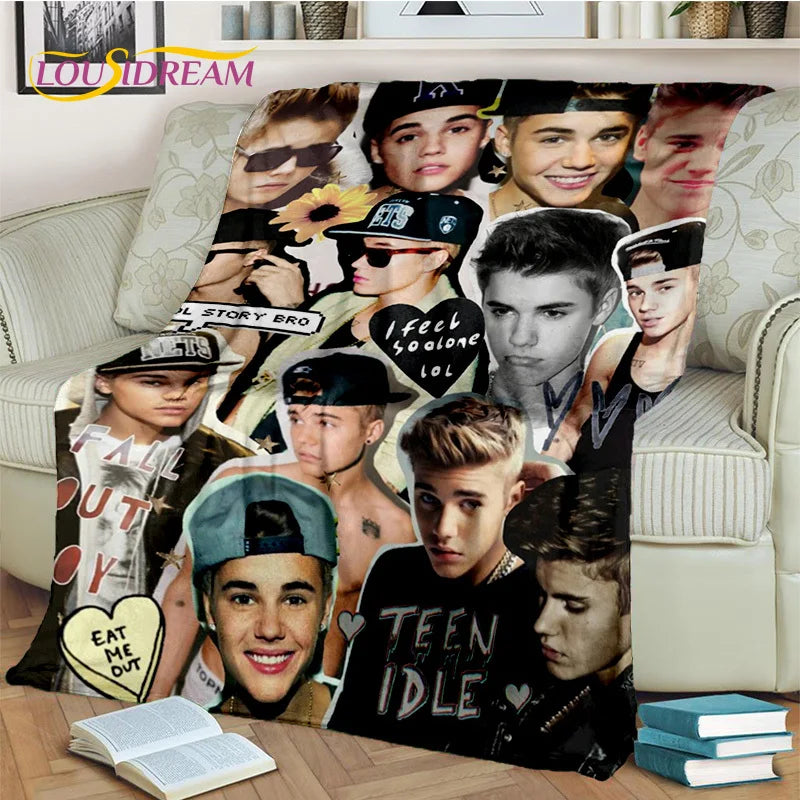 Popular Singer Justin Bieber JBiebs Blanket,Soft Throw Blanket for Home Bedroom Bed Sofa Picnic Travel Office Cover Blanket Kids