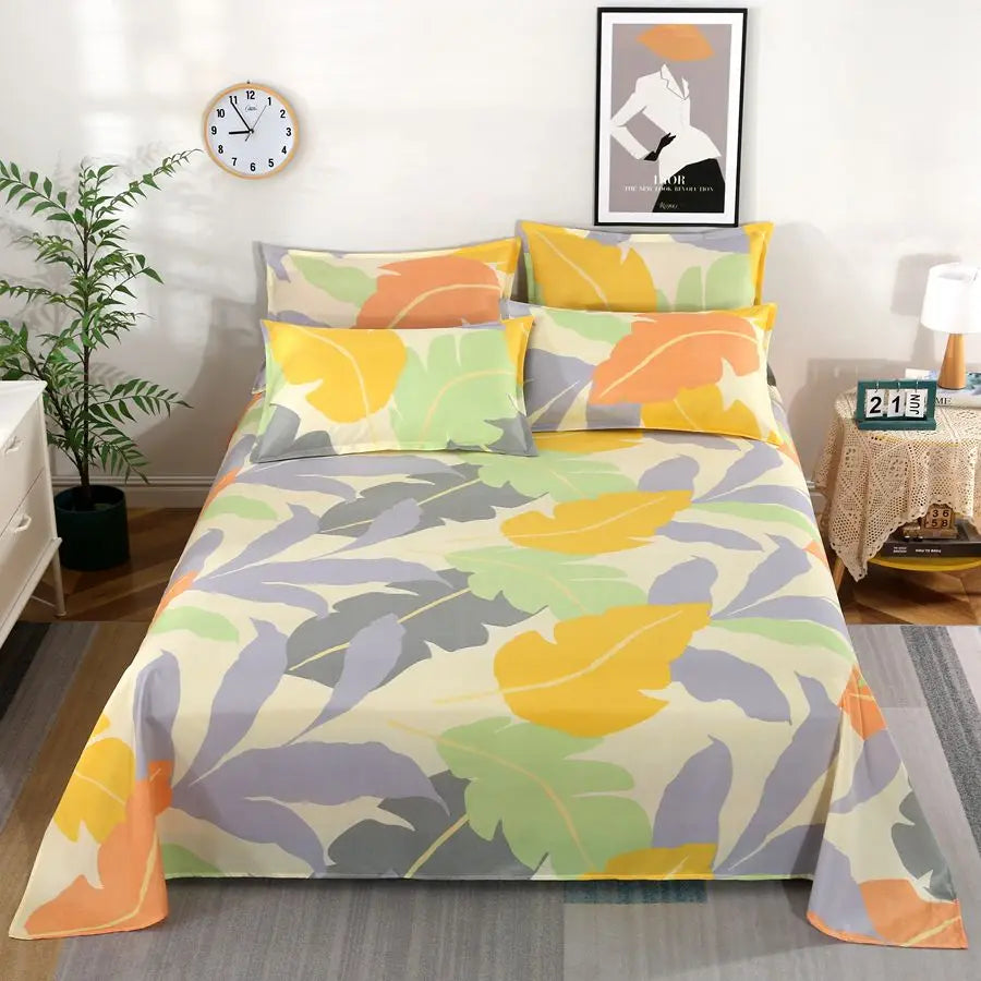 1Pcs Bed Sheet Home Textile Modern Polyester Cotton Flat Sheets Bed Linens Single Queen King Size Bedspread(No Pillow Covers)