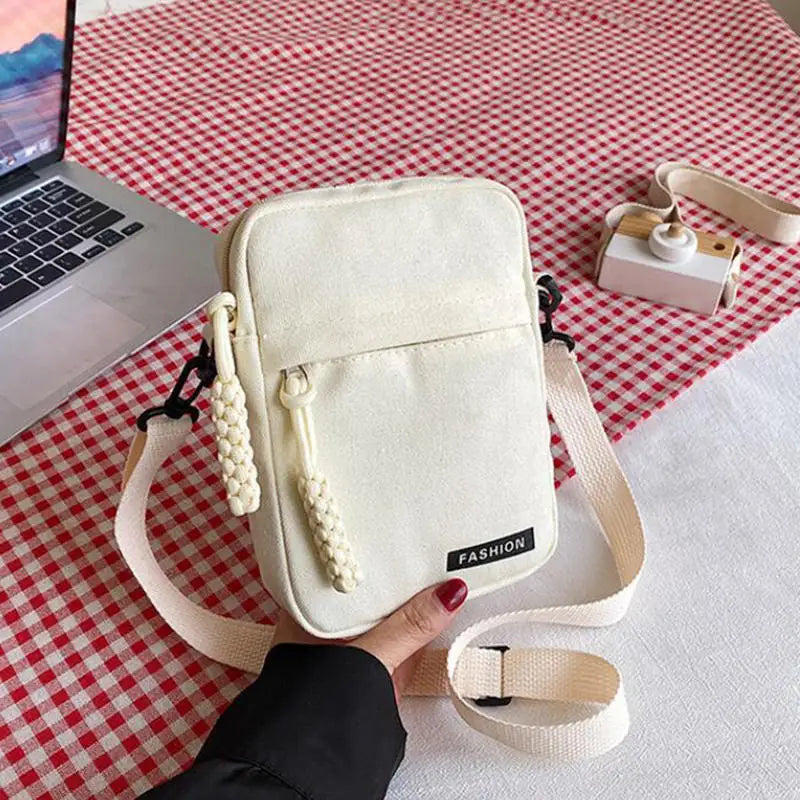Mini Canvas Phone Bag Fashionable Lightweight Vertical Style Crossbody Women's Versatile Shoulder Bag Daily Small Square Bags