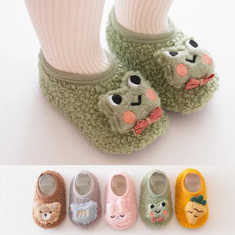 Baby Floor Socks Cartoon Plush Soft Sole Baby Slippers Toddler Warm Shoes Children Soft Non-slip Prewalkers Indoor Home Slippers