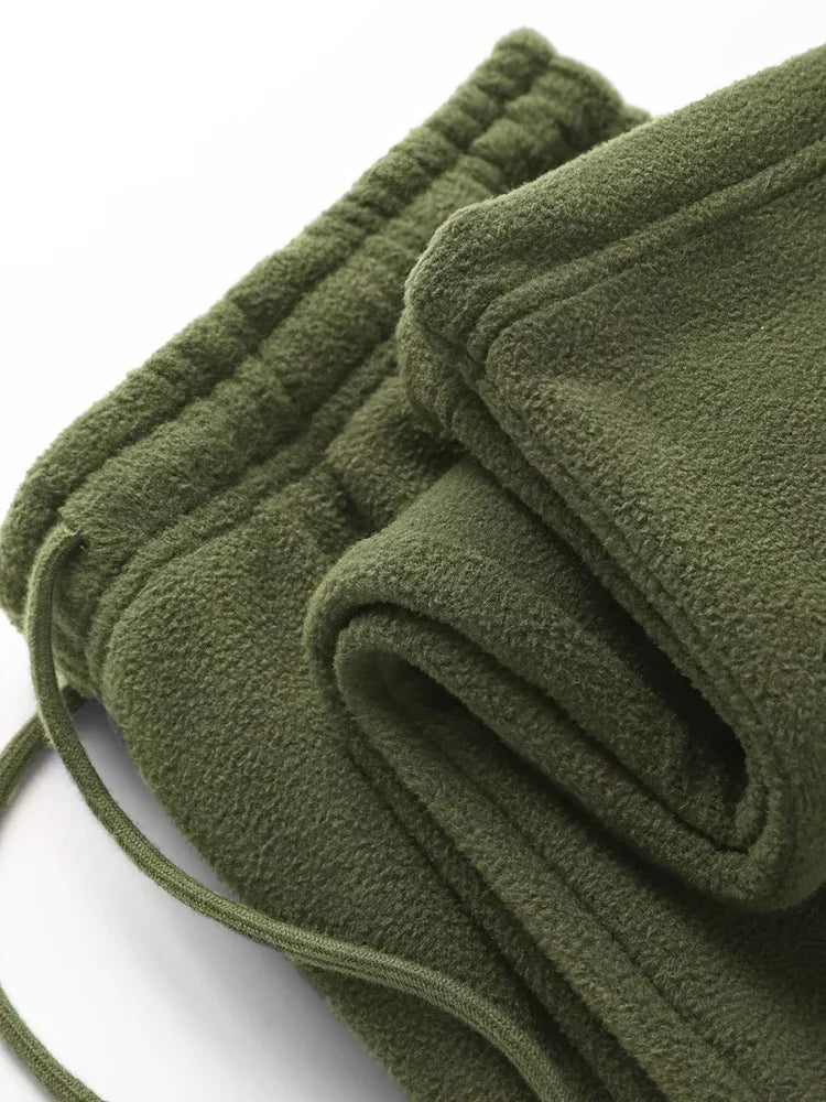 Vintage Thick Winter Casual Fleece Pants Men Wide Leg Baggy Warm Sweatpants Male Drawing Jogger Pants Falls Trousers