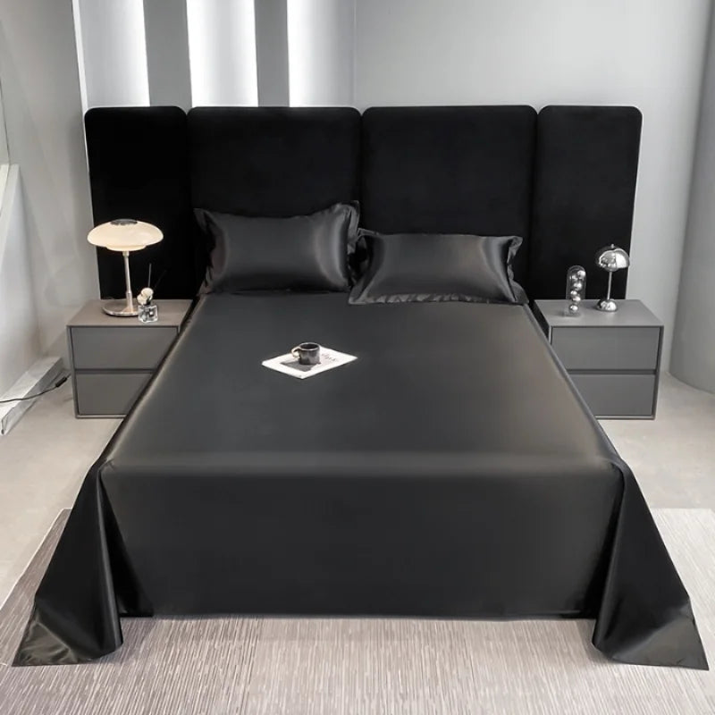 1pc Plain Satin Solid Color Bed Sheets, Flat Sheets for Bedroom, Bedding Does Not Include Pillowcase