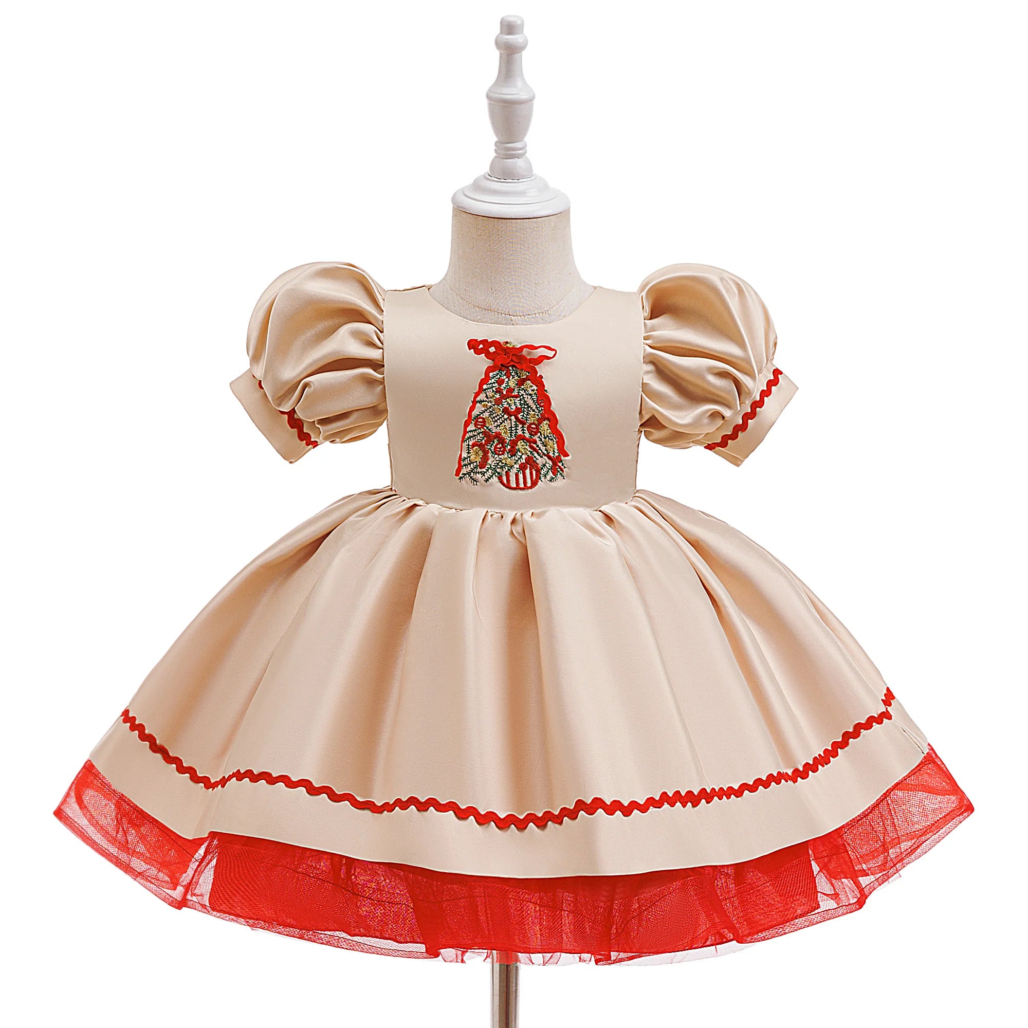 Infants Christmas Tree Party Baby Girls Dress Christmas Costume Elegant Bow 1st Birthday Princess Dresses Baby Wedding Prom Gown