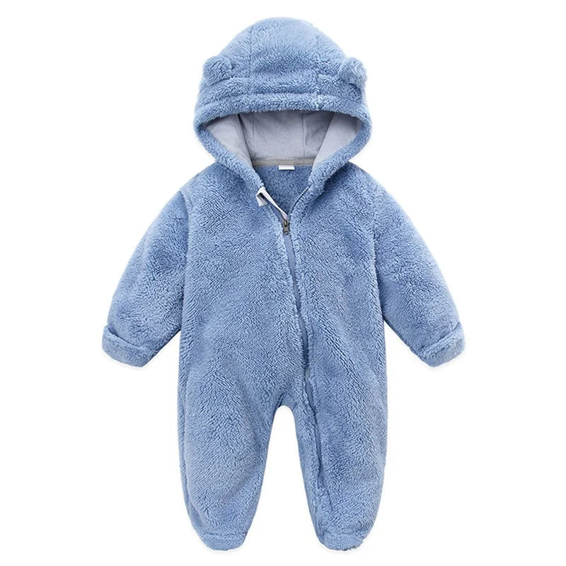 Pudcoco Infant Baby Jumpsuit Long Sleeve Hooded Zipper Closure Winter Romper Clothes for Boys Girls 0-12M