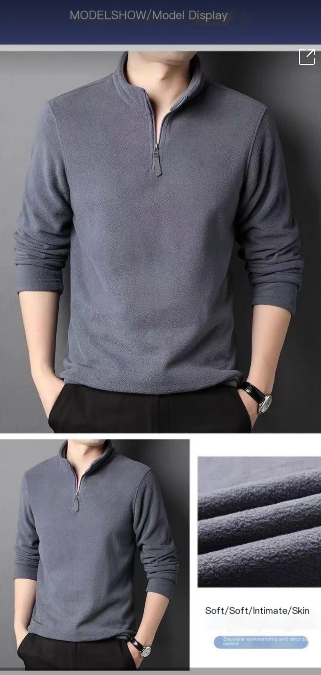 2025 Autumn Winter Men New Warm Polo Shirts Men's Lamb Wool Sweatshirt Standing Neck Half Zip Long Sleeve  Fashion Tees Tops