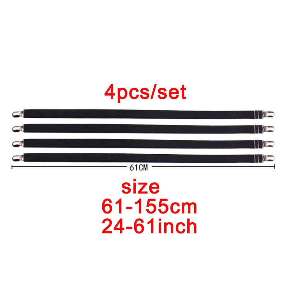 4pcs/set Elastic Bed Sheet Strip Fastener Bed Sheet Grippers Belt Adjustable Mattress Cover Blankets Holder Bed Sheet Set