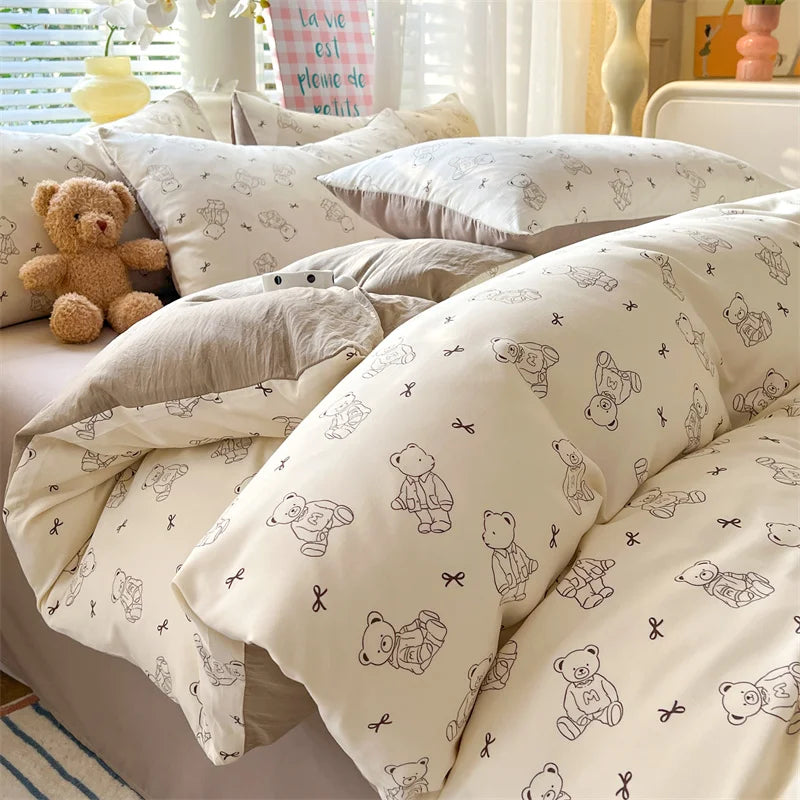 Skin-friendly Bedding Floral Style Duvet Cover Pillowcase with Bedsheet Home Bed Linen Set Soft Bedclothes juegos de sábanas