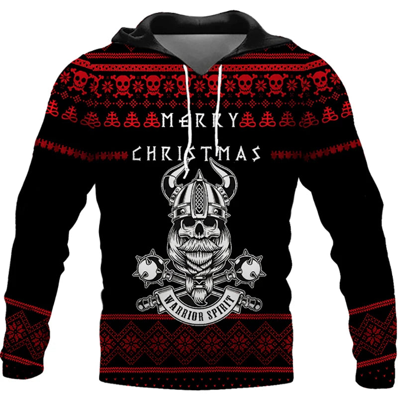 Santa Claus Print Hoodies For Men Autumn and Winter New in Sweatshirts Christmas Harajuku Oversized Clothing Casual Pullover Top