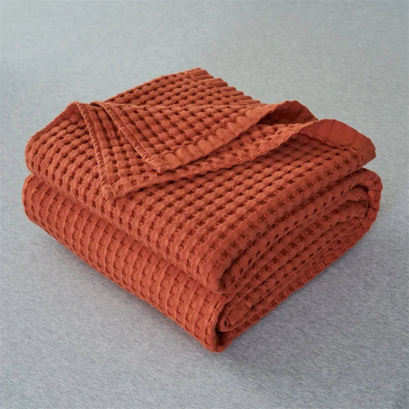 Cotton Blanket Waffle Plaid Bedspread for Single Double Twin Queen King Bed Sheet Sofa Cover Grey Blue White Sofa Blanket Throw