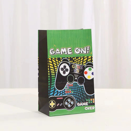 12/36pcs Cartoon Game On Theme Candy Box Gift Bags Kids Birthday Game Machine Party Kraft Paper Popcorn Bag Party Supplies