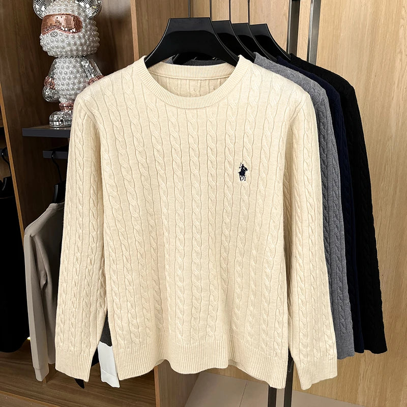 Luxury pony embroidery designer brand sweater men's new fashion unique jacquard comfort Paul casual knitted round neck pullover