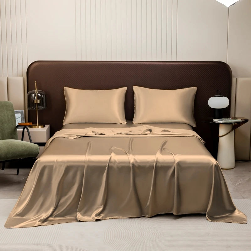 Pure Color Satin Feel Flat Bed Sheet Soft Skin-friendly High-end 4 Seasons Universal 230x230cm Sheet Bed Cover No Pillowcases