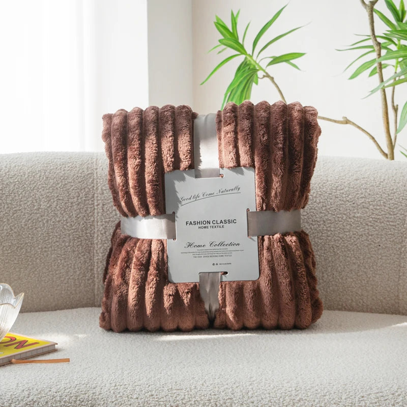 Flannel Blanket Stripe Bedspread Sofa Towel Car/Office/Travel Nap Blankets Home Soft Plaid Warm Bed Blanket cobijas de camas