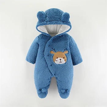 0 3 6 9 12 Months Newborn Baby Rompers Cute Christmas Elk Plush Infant Girl Overall Jumpsuit Autumn Winter Warm Baby Boy Clothes