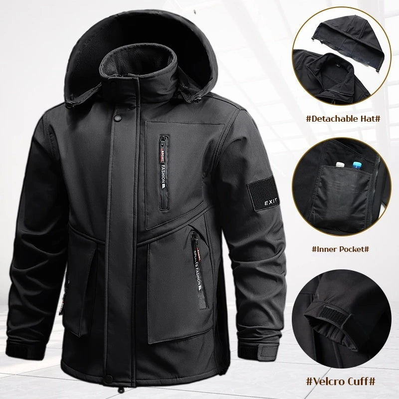 Men's Work Suit Winter Thickened Waterproof Jacket Pants Set Windproof Outdoor Workwear Winter Two Piece Set Jogging Suits Men