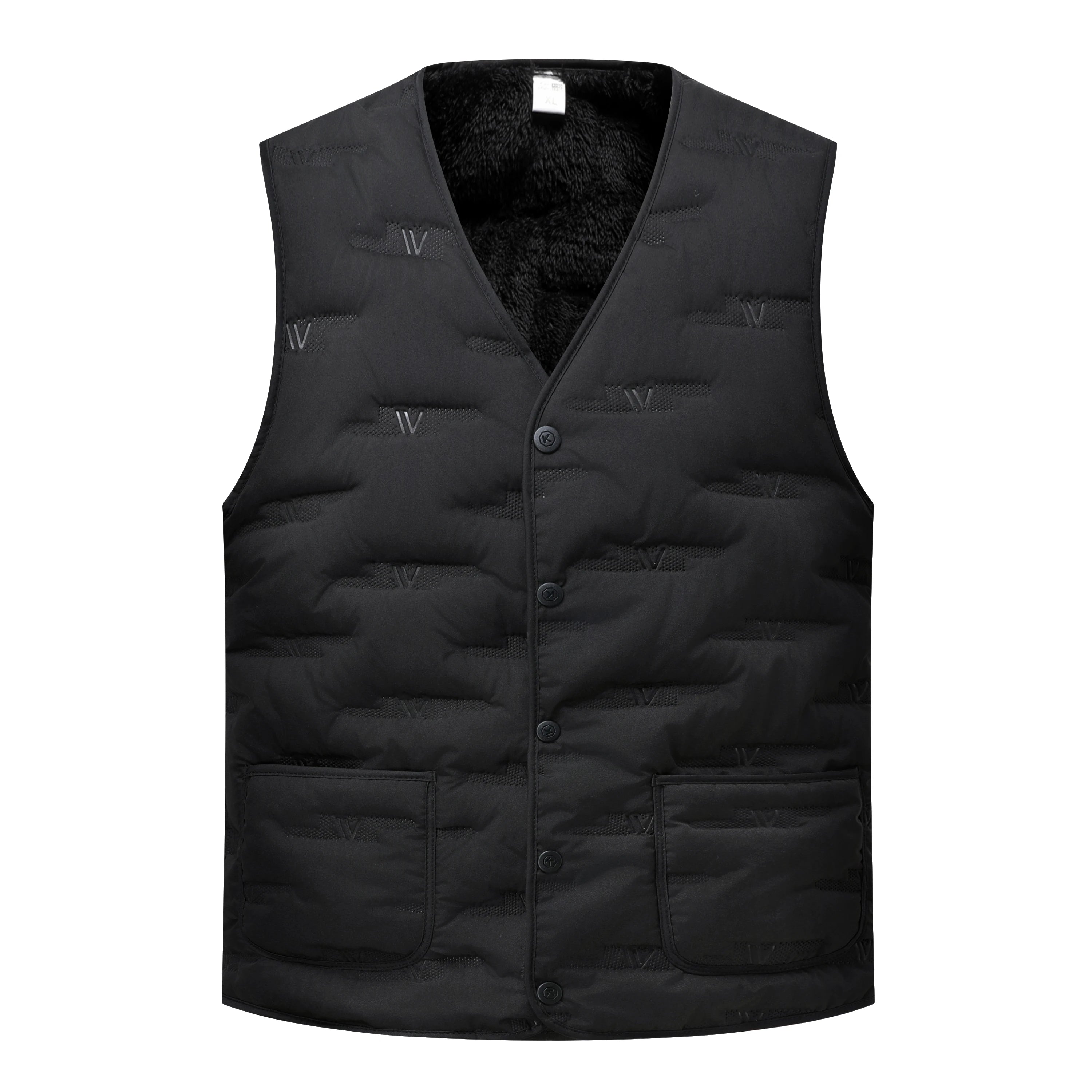 Winter Men Fleece Lined Vest Jacket Windproof Wool Liner Warm V-neck Casual Sleeveless Coats Padded Thicken Outdoor Waistcoats