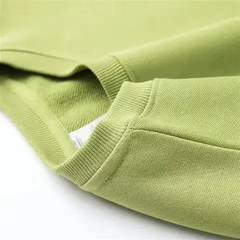 Autumn Heavyweight Cotton Round Neck Sweater Solid Loose Simple Sports Harajuku Top for Men and Women Pullover