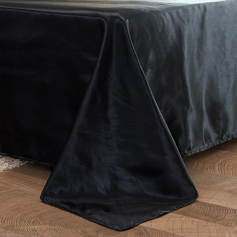 1pc Plain Satin Solid Color Bed Sheets, Flat Sheets for Bedroom, Bedding Does Not Include Pillowcase