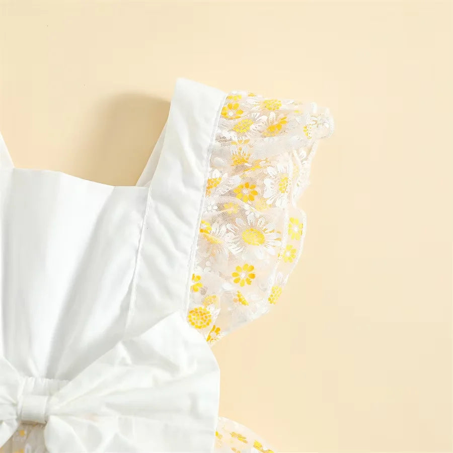 Baby Girl Dress Summer Ruffle Fly Sleeve Bow Princess Dress Children  Gilrs Clothing Kids Custome