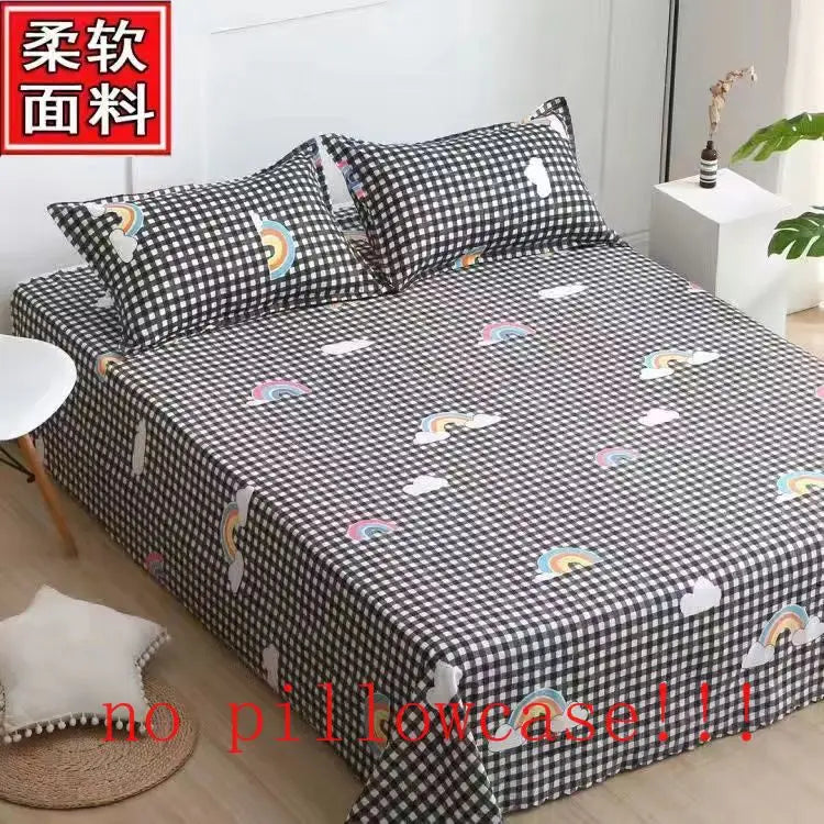 Flat Sheets Printed Washed Household Comfortable Students Queen King Size Bed Cover Breathable Single Double Bedspread Trendy